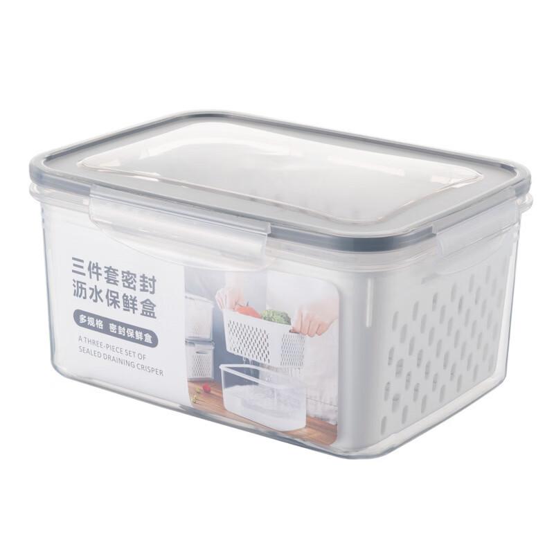 Transparent Plastic Refrigerator Storage Box with Drain Basket