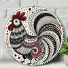 Vintage Metal Rooster Wall Art Decor Black White Swirling Pattern Home Bar Garage Gift