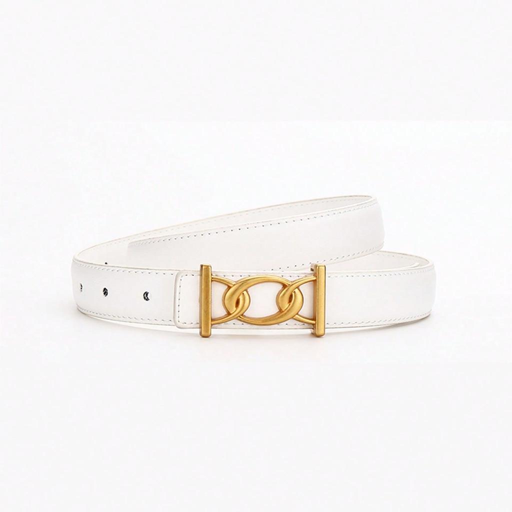 Women's Zinc Alloy Buckle Genuine Cowhide Belt Women's Versatile Commuting Art Waistband Minimalist Style Pants Waistband Women