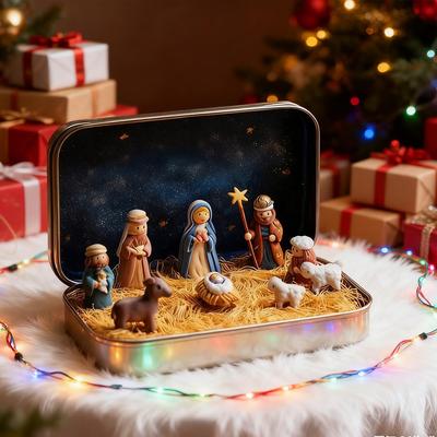 Hand-Painted Xmas Manger Set Gift Inspiring Xmas Spirits Bedroom Nightstand