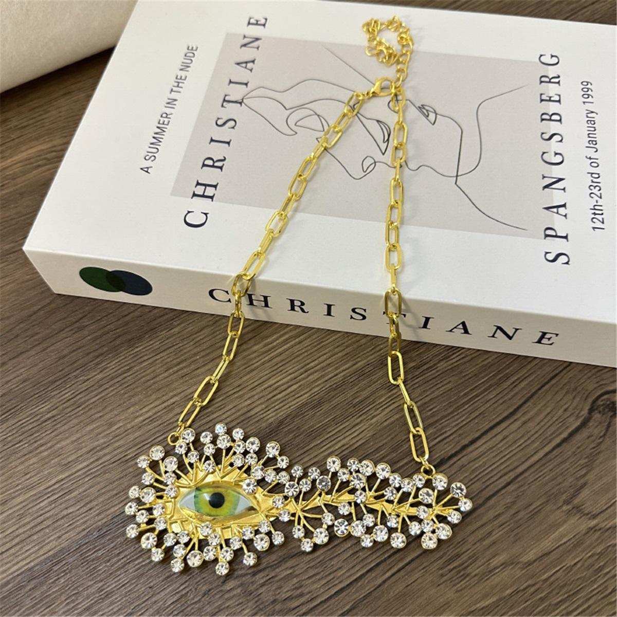 

Tooxika French Paris Style Personality Burst Eyes Full Of Diamonds Necklace Light Luxury Senior Sense Of Fashion Runway Collarbone Chain For Women золотой