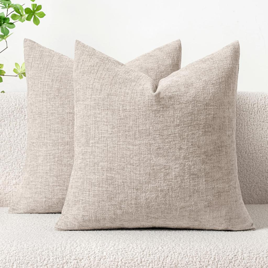 2pcs Thickened Bamboo Pattern Chenille Pillow Covers, Contemporary Style, Zipper Closure for Sofa, Bed, Bedroom, Dining Room - No Filling Included