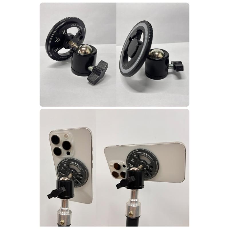 Strong Metal Magnetic Phone Tripod Mount Holder Works On 1/4 Thread And Cold Shoe Linkage For Camera Support