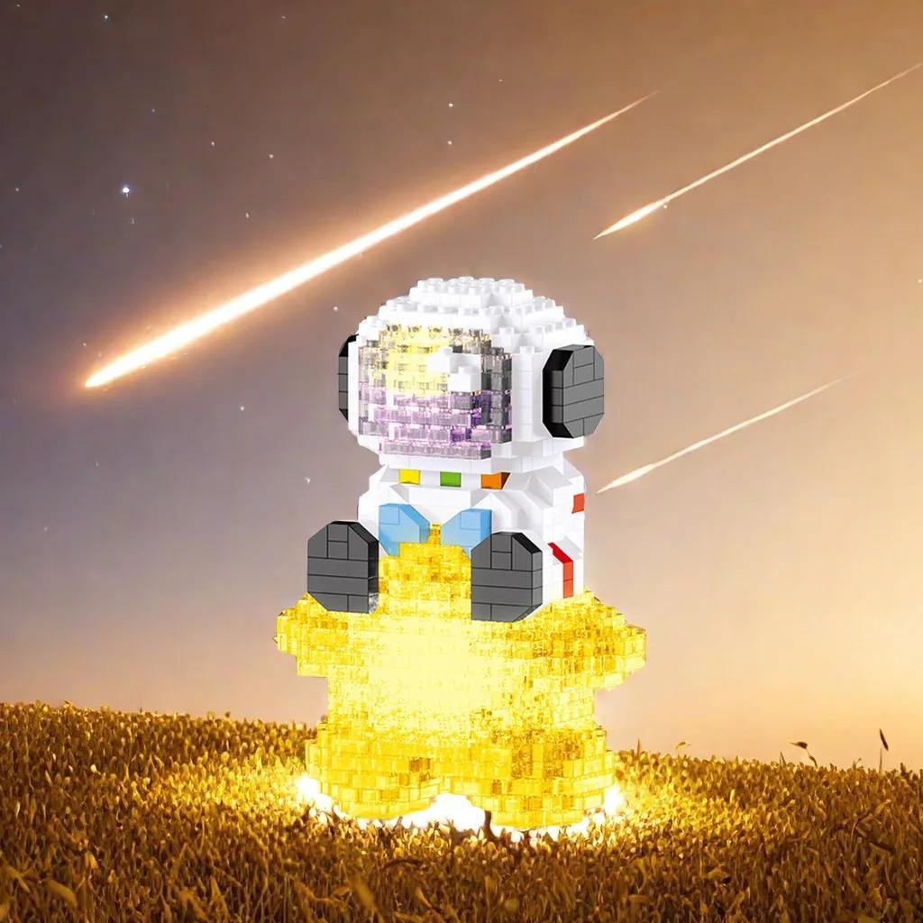 Knew Built Star Astronaut Minifigure LED Micro Mini Building Blocks Toys: Ultimate Space Enthusiast Collectible and Perfect Gift