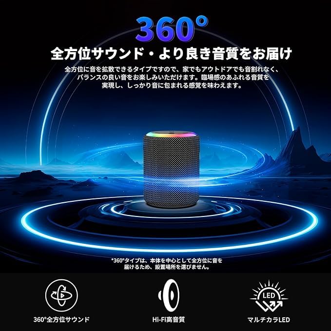 Compact, Wireless Bluetooth Speaker, High-Volume, Portable, HIFI Sound Quality [2025 Upgrade], Bluetooth 5.3, LED Light, Type-C Charging, IPX7