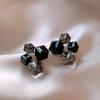 2023 Women's Luxury Black Diamond 3D Square Stud Earrings – Unique High-End Ear Jewelry