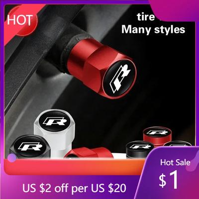 New Car Styling Metal Car Tire Valve Caps Dust Prevention Accessories For R Volkswagen Magotan R-Line Touran GTI Bora Lavid