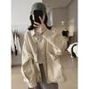 Stylish Niche Style All Cotton Loose Slim Looking Long Sleeve Tooling