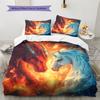Dragon and unicorn  Pattern Bedding Quilt Set Quilt Cover Pillowcase Home Decoration  Gift (1 * duvet cover + 2 * pillowcase, without core)