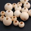 100 Stück Holz Runde Abstandshalter Perlen Holz Große Loch Bastel Kugeln Natürlich Unfertig Makramee Perlen für Schmuckherstellung DIY Zubehör