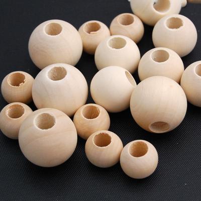 100pcs Wood Round Spacer Beads Wooden Large Hole Craft Balls Natural Unfinished Macrame Beads for Jewelry Making DIY Accessories