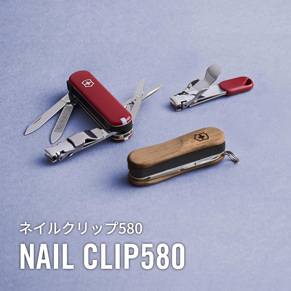 Victorinox Nail Clip 580 Red Stainless Steel 8 Functions Compact Nail Clipper with File and Scissors
