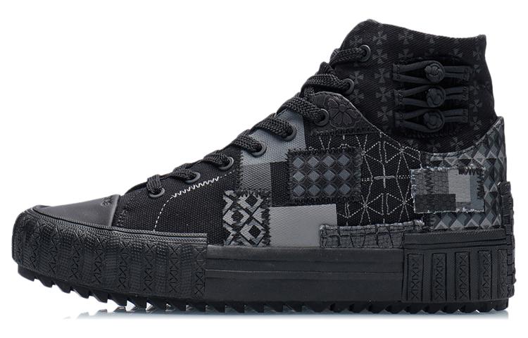 Li Ning Wu Xing Skateboard Shoes Unisex High Top Black/Ebony Black/Storm Gray AGCR490-4 45