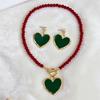 Conjunto de Collar de Perlas y Pendientes con Forma de Corazón Modernos y Elegantes para Mujer, Cadena de Clavícula de Gama Alta de Nicho