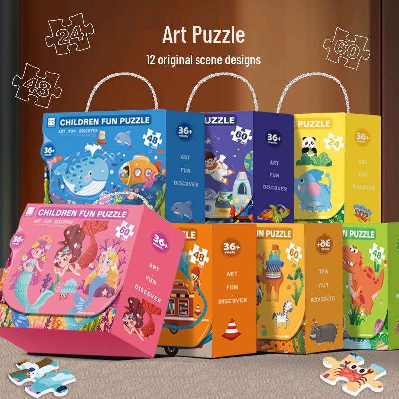 Kids' Large Piece Jigsaw Puzzle Box for Ages 3-6: Perfect for Kindergarten, Holiday Gifts, and Early Learning