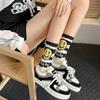 2023 Black & White Smiley Face Mid-Tube Socks - Unisex Autumn/Winter High Waist Sports Wear