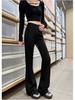 Women's Spring 2026 High-Waisted Micro-Flare Casual Pants - Slimming, Petite, Narrow Leg Design