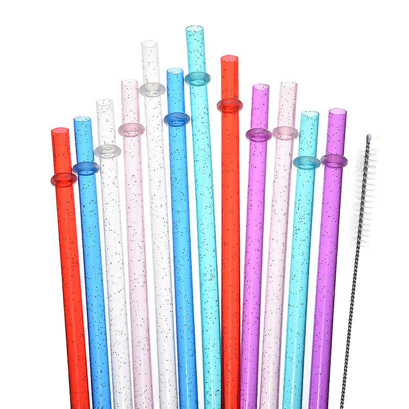 

12pcs Reusable Colorful Straws With Cleaning Brushes, Suitable For 20oz-40oz Glasses, Replacement Straws, Compatible With Travel Cups 12pcs