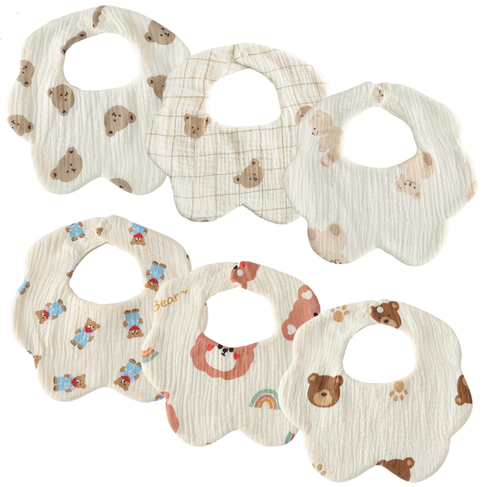 

Детские слюнявчики для мальчиков и набор лепестковых слюнявчиков с медведями для кормления ребенка 1 год 2 года 3 года подарок для новорожденного [GoUseGo] Девочки, 6, Узор, Слюнявчик, 6-слойная марля, Слюнявчик, Старый,