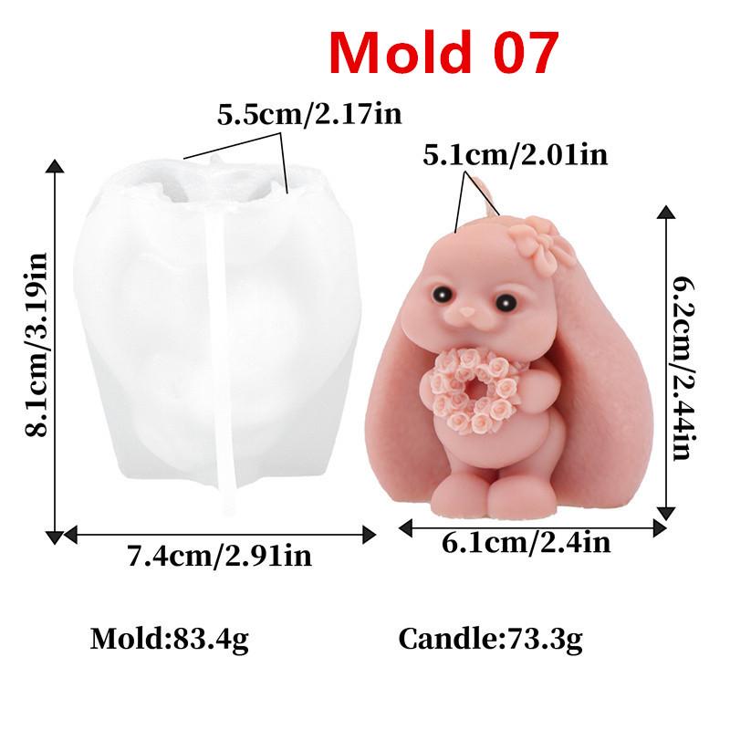 Easter Bunny Silicone Candle Mold DIY Flower Rabbit Shaped Easter Candle Gypsum Cake Mold Decorative Gifts Home Use