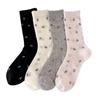 Spring and Summer Boneless Lightweight Cotton Small Floral Retro Mid-Calf Stockings with Mesh and Versatile Multi-Patterned Design