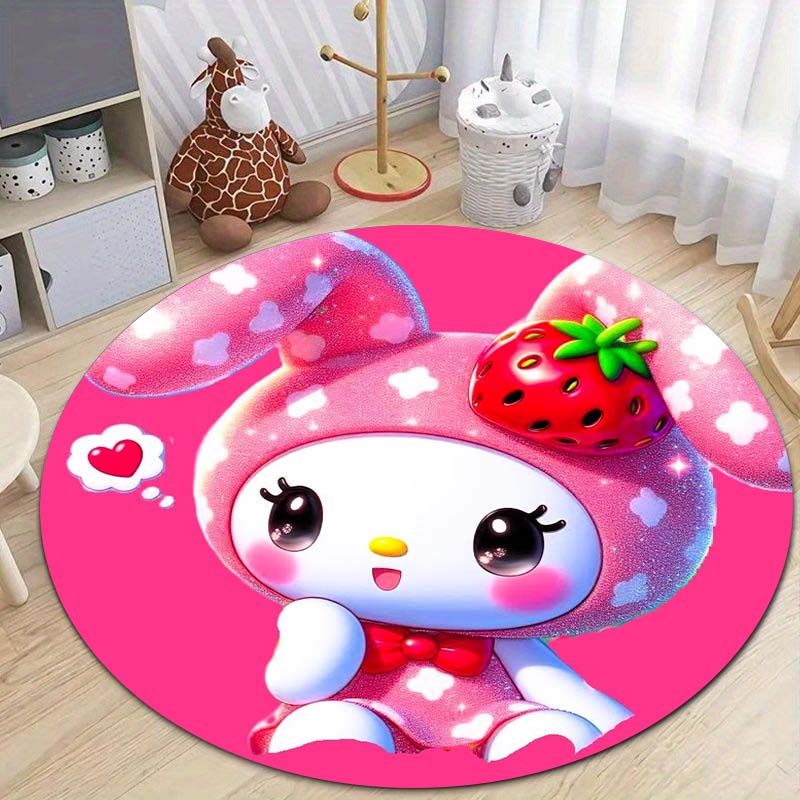 This My Melody Cartoon Round Rug Can Be Used To Decorate Living Rooms, Bedrooms, Sofas, and Playrooms; It Is A Non-slip Rug.