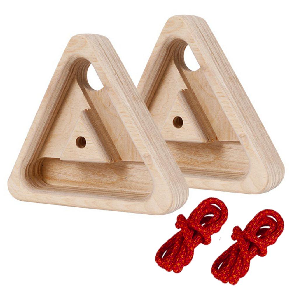 2PCS Wooden Climbing Triangle Fingerboard Multifunctional Simulated Rock Climb Finger Strengthen Board Reusable Pull-Up Handle