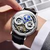 Fashion ONOLA Men Automatic Mechanical Watch Men Stainless Steel Skeleton Wristwatch Men Leather Strap Watch