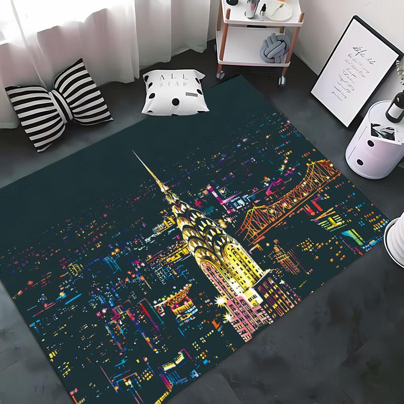 HD Printing New York City Theme Area Rug,Rugs Living Room Tapete for Bedroom Sofa Kitchen Doormat Decor,Kids Non-slip Floor Mat
