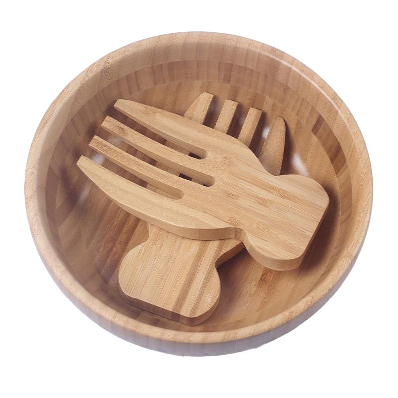 2Pcs Salad Forks Large Bamboo Salad Hands Food Servers Fruit Salad Mixing Forks Dinner Serving Set Bamboo Cutlery Kitchen Tools