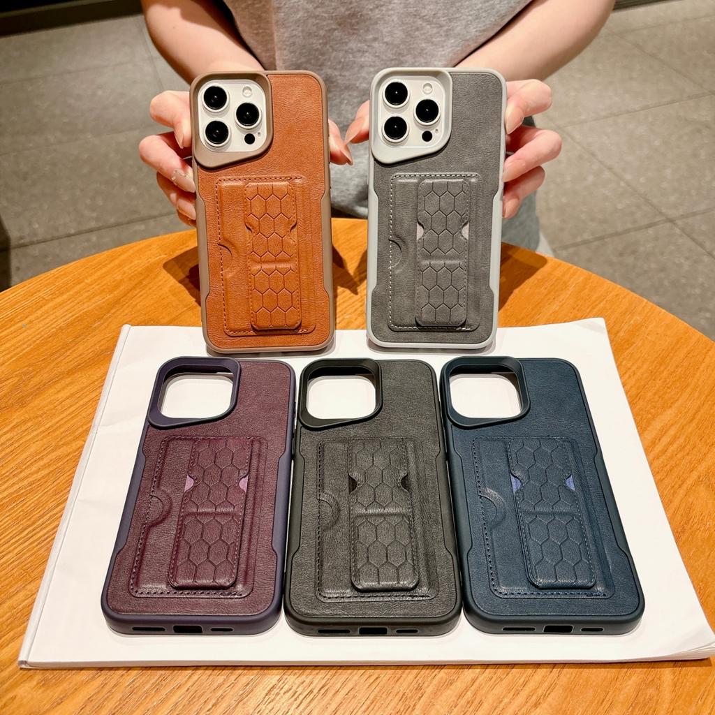 Luxury Credit Card Holder Slot Bag Stand PU Leather Phone Case For iPhone 17 16 15 14 13 12 11 Pro Max Pocket Fold Bracket Cover