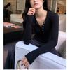 Apricot Henley Long Sleeve T-shirt Women's Slim Fit Bottoming Shirt Autumn New Early Autumn T-shirt