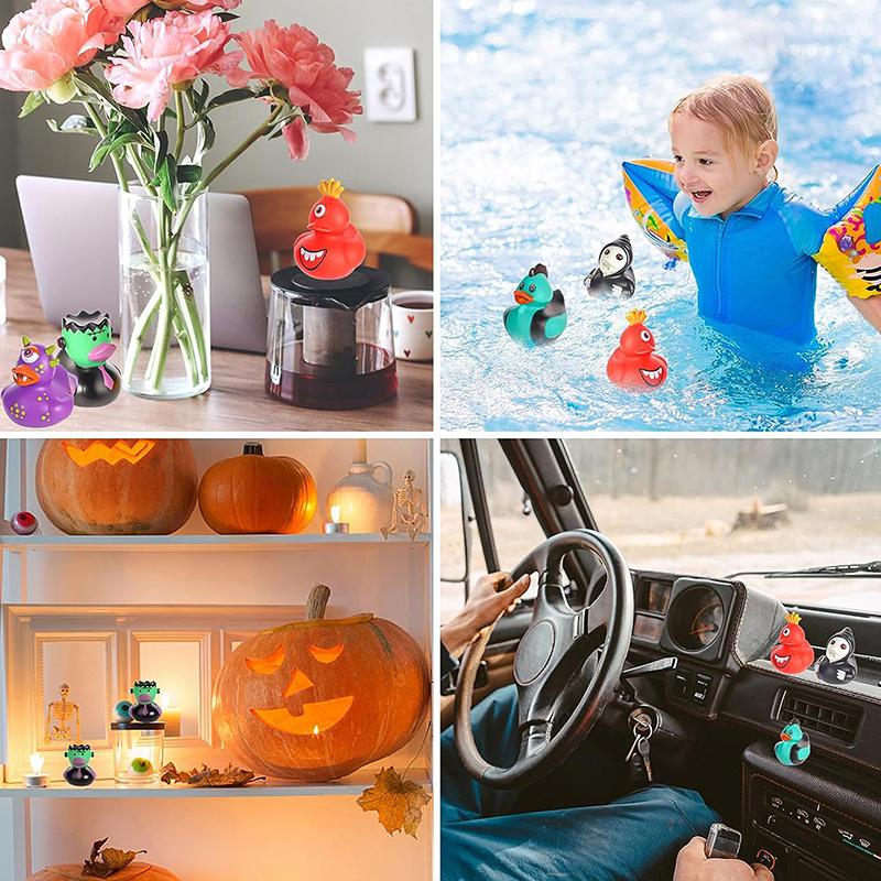 5Pcs Halloween Rubber Ducks In Bulk Duckies Car Decoration For Trick Or Treat Halloween Goodie Bag Filler Party Gifts Toys