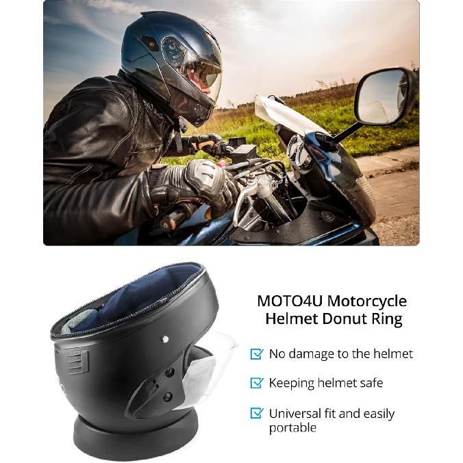 QWORK Motorcycle Helmet Stand, Helmet Service Pad, Helmet Support Donut Ring For Motorcycle Snowmobile Scooter Helmetsm, Black