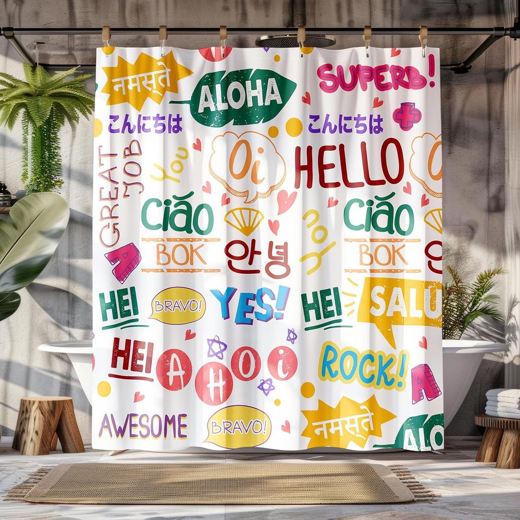 Peopleareok Nautical Coastal Shower Curtain, Funny Kids Sea Turtle Seashell Starfish Shower Curtain for Bathroom Decor, Polyeste