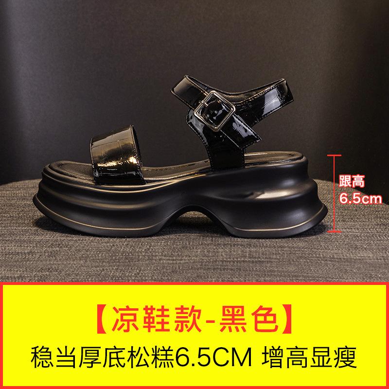 

Босоножки на платформе женские лето 2025 новинка взрывной хит интернет-знаменитость каблук римский танкетка маффин спортивная мода 34 чёрный