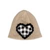 Brown Hat Tricot Heart Beanie - Beige