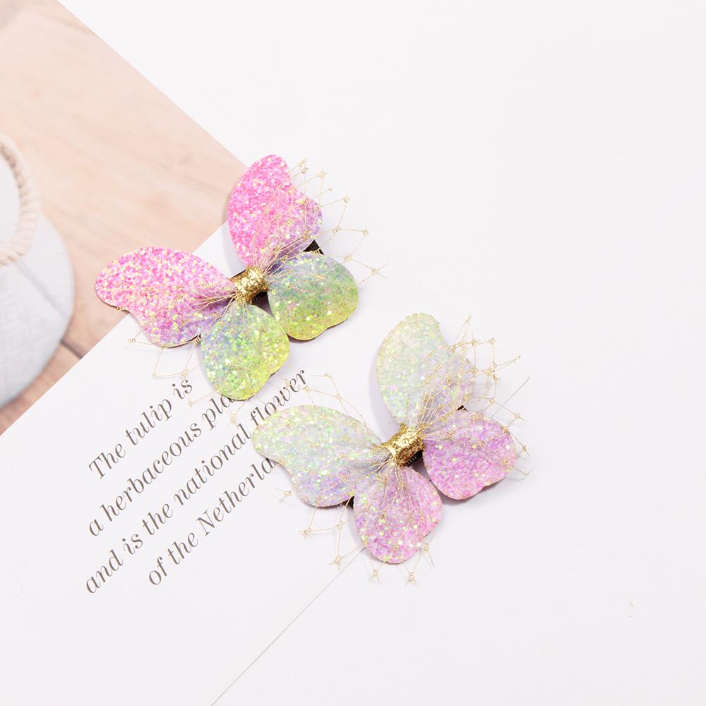 Gradient Glitter Butterfly Bow Hair Clip - Fairy Princess Style for Girls
