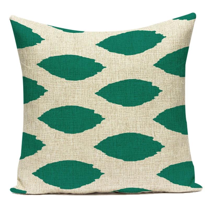 Polyester Green Geometric Stripe Wave Pillow Cover Decoratives Sofa Home Cushion Cover For Bedroom Living Room Decoration