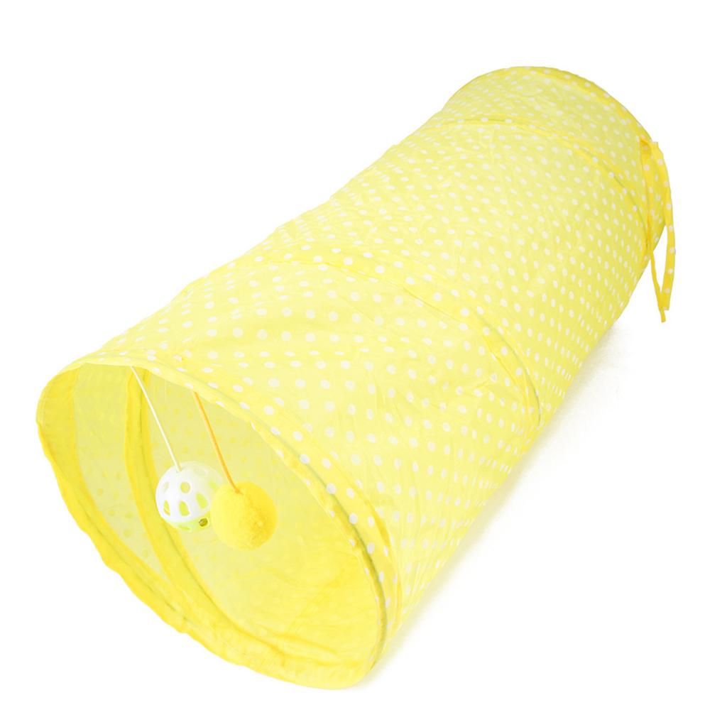 Katlanabilir Etkileşimli Güvenli Noktalı Desen Saklanma Yeri Kedi Tüneli Oyuncak Yavru Köpek İçin Kedi Tüp Oyuncak Sarı