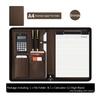 PU Leather Business with Zipper All-in-One Presentation Slot of Portfolio Solar Calculator and Card Storage Writing Pad