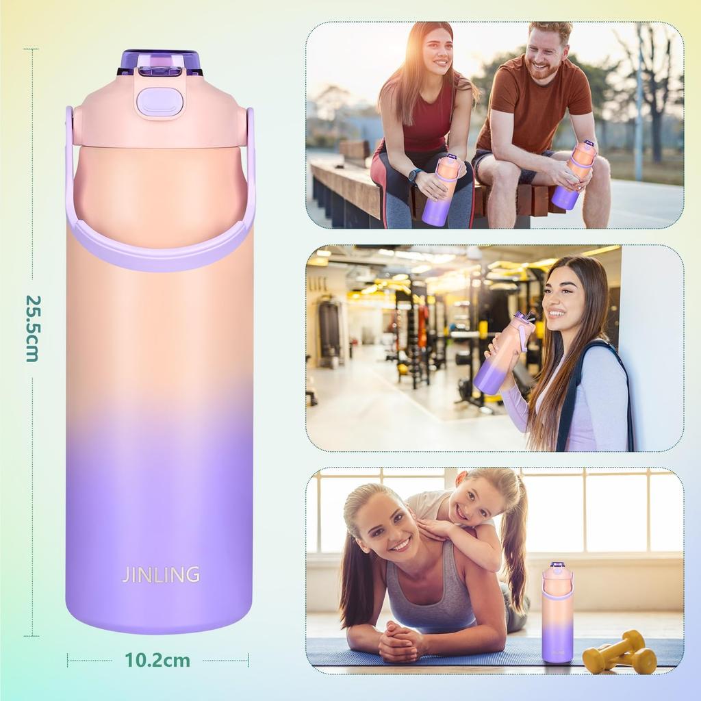 JINLING Water Vacuum Keeps Drinks Hot or Stainless Steel 316 Wide Straw Unisex 1.5L Bottle, 1L/1.8L Capacity, Insulated, Cold, Mouth, Portable,