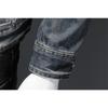 High End Men's Denim Jacket Casual Retro Big Size Stand Collar Zipper Biker Motorcycle Coat