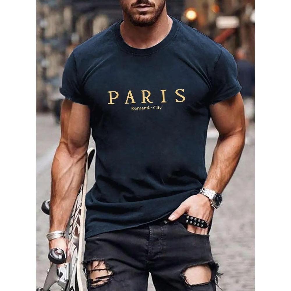 Romantic City Letter Graphic Print Tees Men T-Shirt Summer Loose Clothing Loose Cotton Oversize Tshirt Street Soft Tops