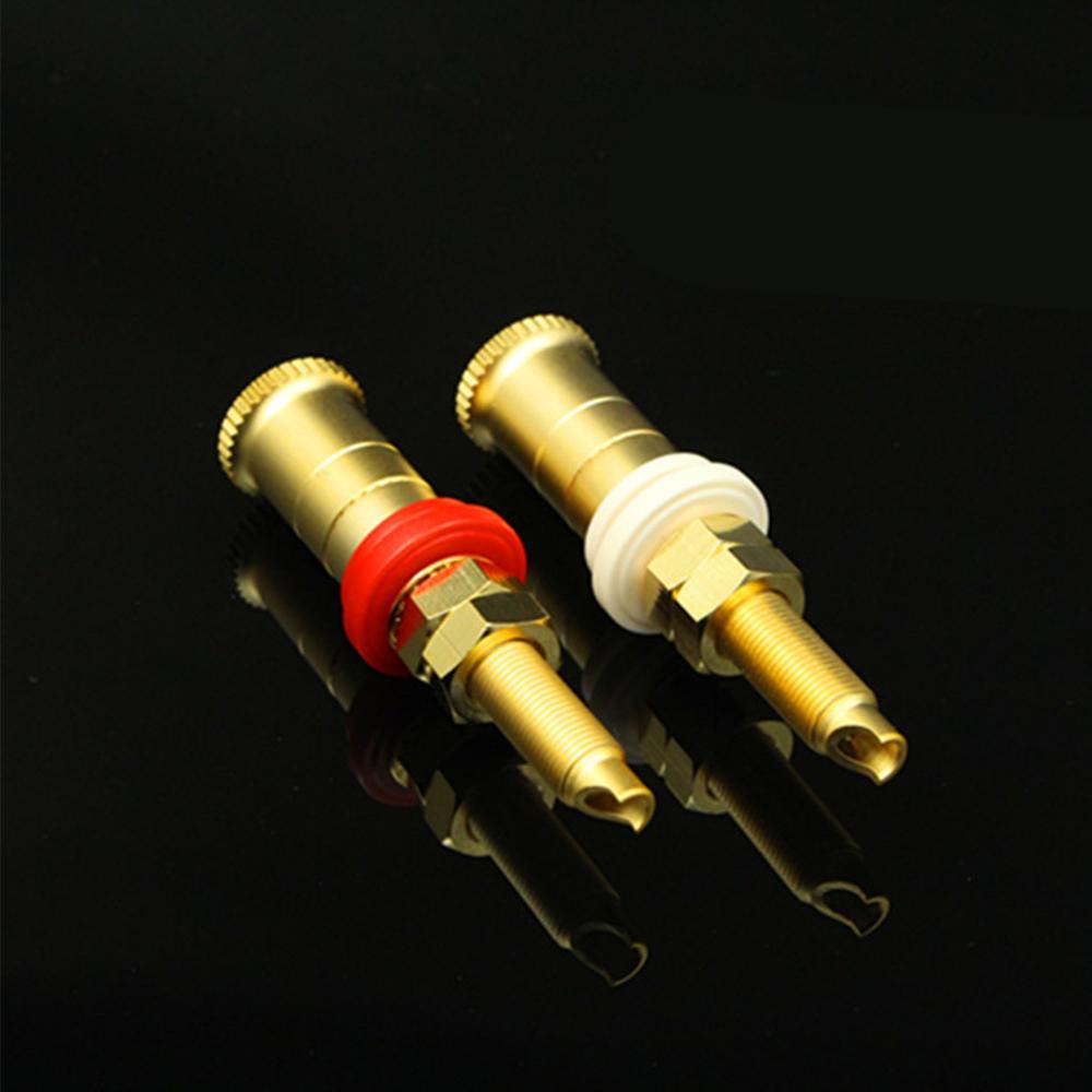 2Pcs Gold Plated Brass HIFI Binding Post Banana Plug Socket Terminal Connector For Amplifier Speaker Audio Cable Home Theater  Wiring Accessory