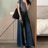 Women's Retro Wide-Leg Jeans: Plus Size, Hip Slimming, Pear-Shaped Fit, Floor-Length, Spring & Autumn Style