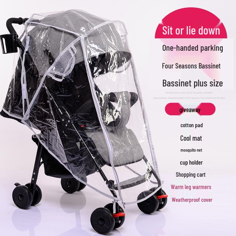 Compact Baby Stroller: Foldable with Recline, Shock Absorption, All-Weather Brakes, and Anti-Hunchback Design.