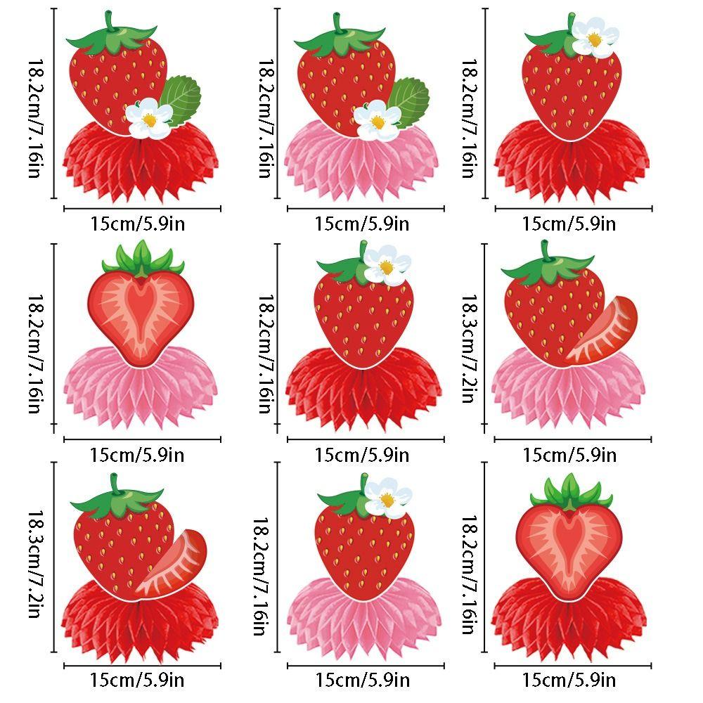 Cartoon Strawberry Honeycomb Ornament Creative Strawberry Hanging Banners  Photo Props