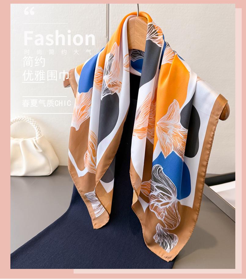 Contrast color versatile printing high-end silk scarf simulation silk square scarf shawl versatile neck small square scarf headscarf scarf women