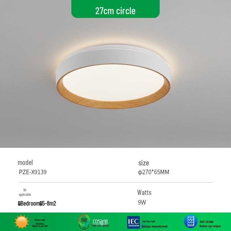 Nordic Japanese Style Round LED Ceiling Lamp for Bedroom - Eye Protection and Home Decor Lighting